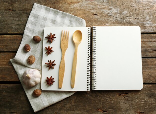 notebook with recipes