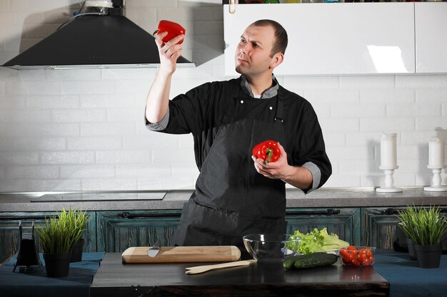 chef cooking modern kitchen